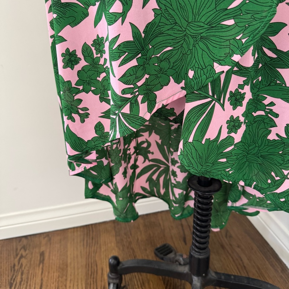 Floral Green and Pink Wrap Dress - Picture 7 of 10